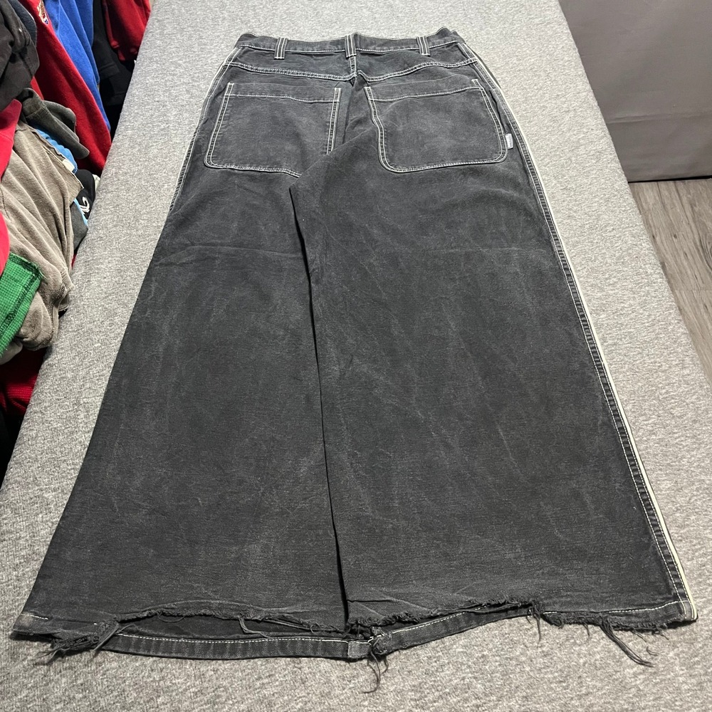 Vintage Breakdown Wide Leg Skate Pants Black Contrast Stitch 32x28 Baggy Y2K 90s